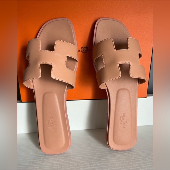 Hermes Shoes - HERMES Oran Granit Rose Sandals Sz 39.5